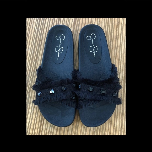 JS PLAYAH Fringe Studded Slip-on Slide Sandals - Picture 2 of 7
